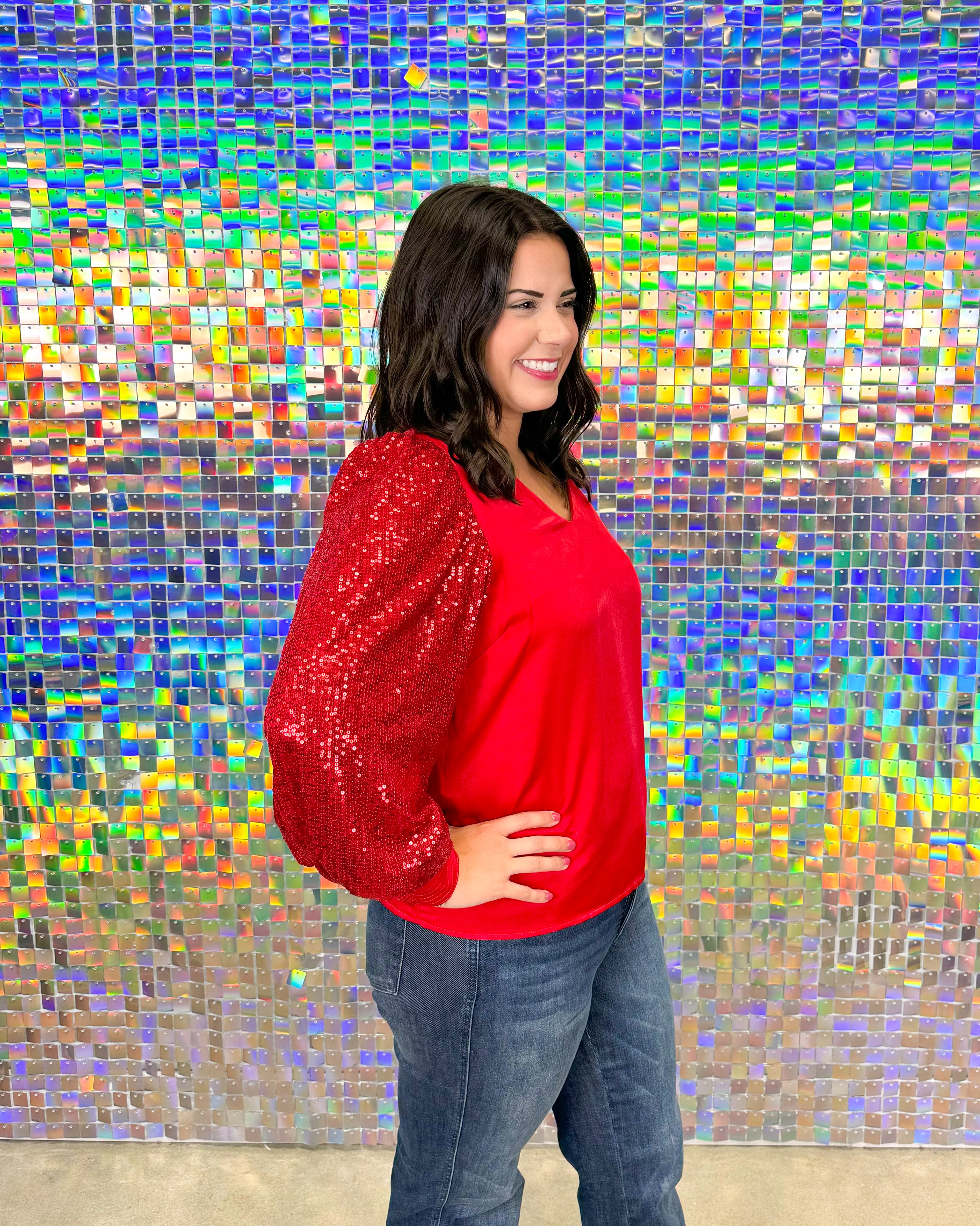 Jordan Top - Red Sequin