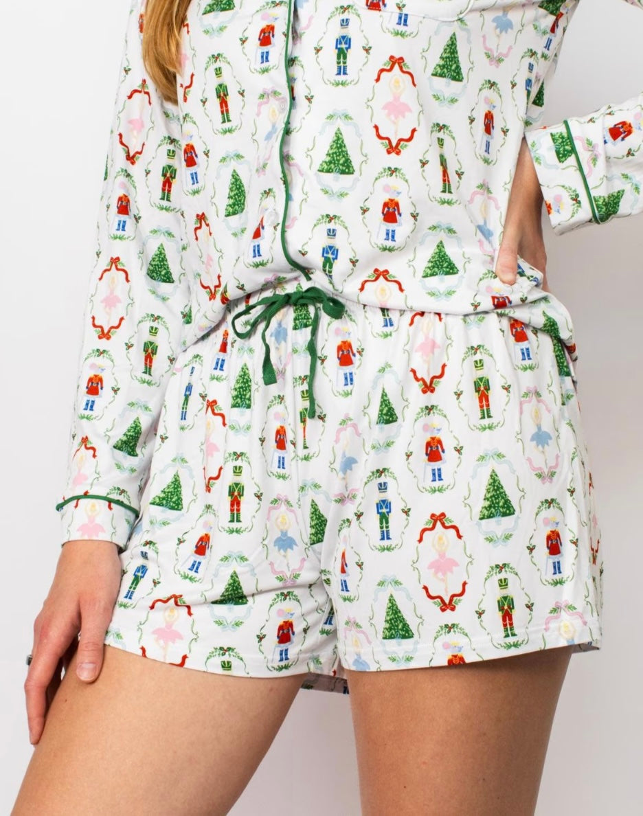 Nutcracker Waltz Sleep Shorts - White/Multi