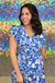 Umgee Stefanie Dress - Blue, midi, floral, print, white, v-neck, sleeveless, flutter sleeve