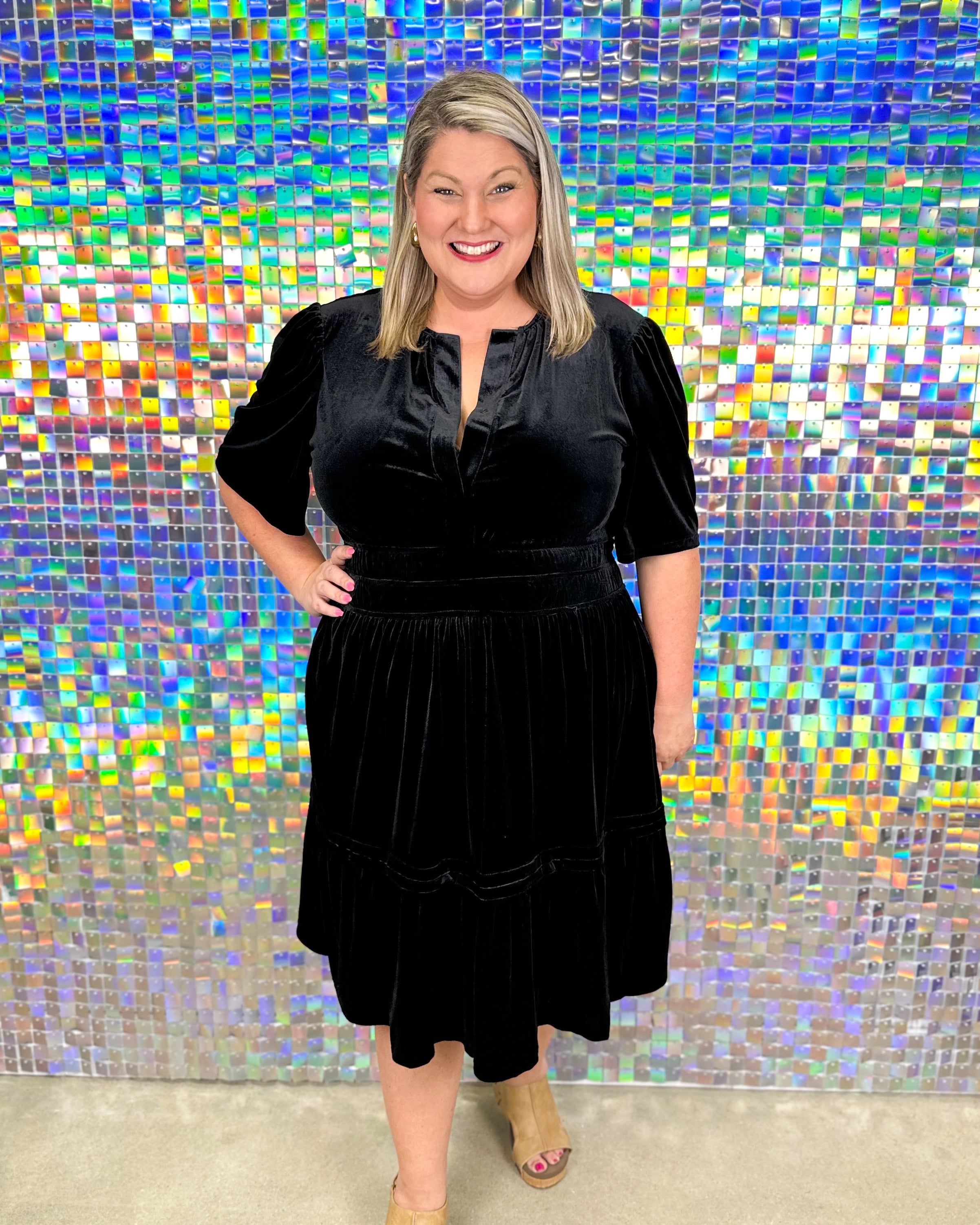 Alana Velvet Dress - Black