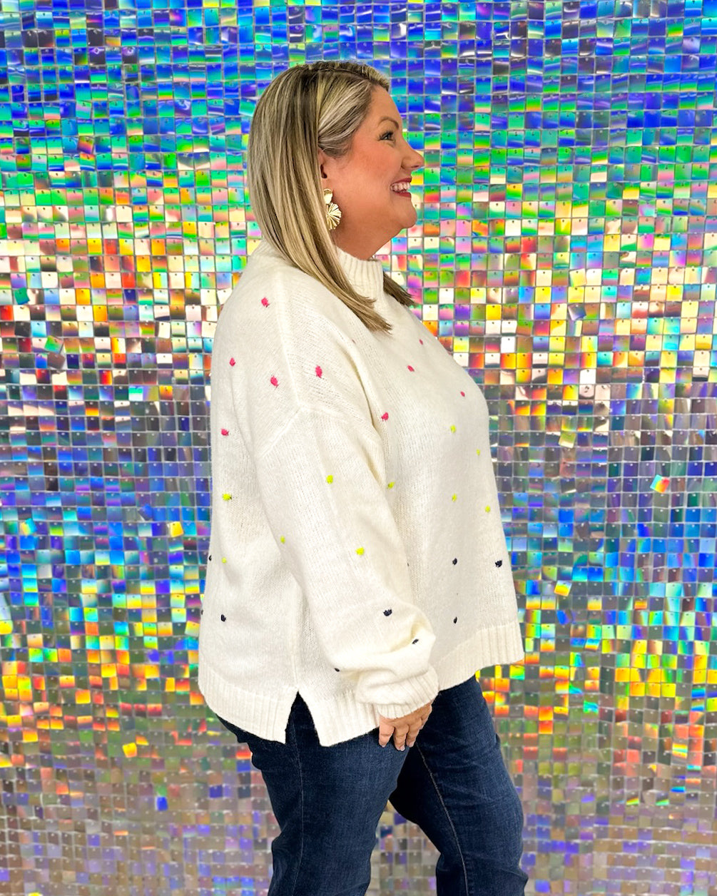 Novie Pom Pom Sweater - White