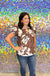 Entro Monroe Top - Espresso, floral, short sleeve, puff sleeve, v-neck