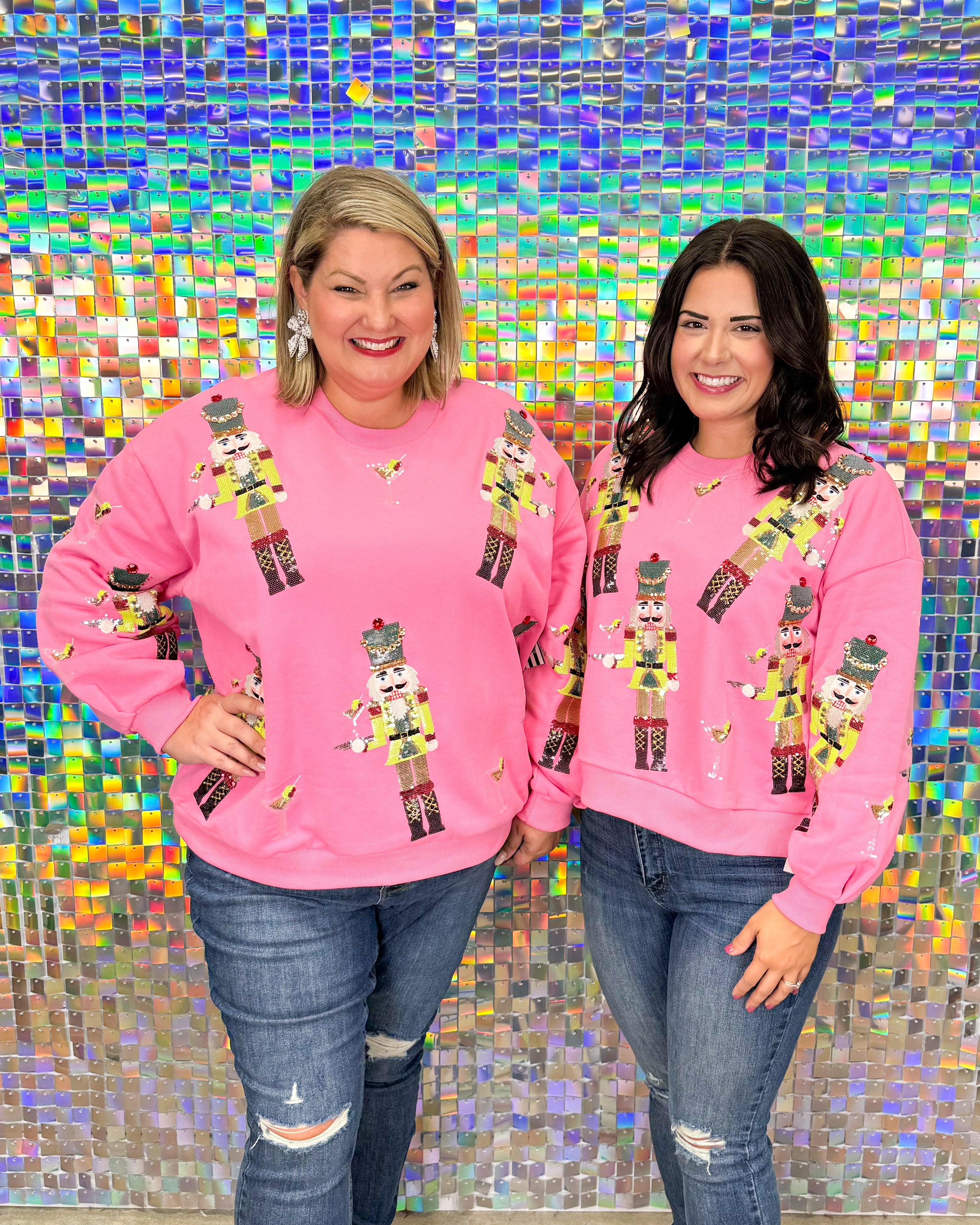 Queen of Sparkles Martini Nutcrackers Sweatshirt - Pink