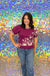 Entro Marbella Sweater - Plum, purple, floral, short sleeve, round neck