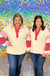 Entro Millie Sweatshirt - Ecru, stripe, preppy, collar, pink, red, plus size