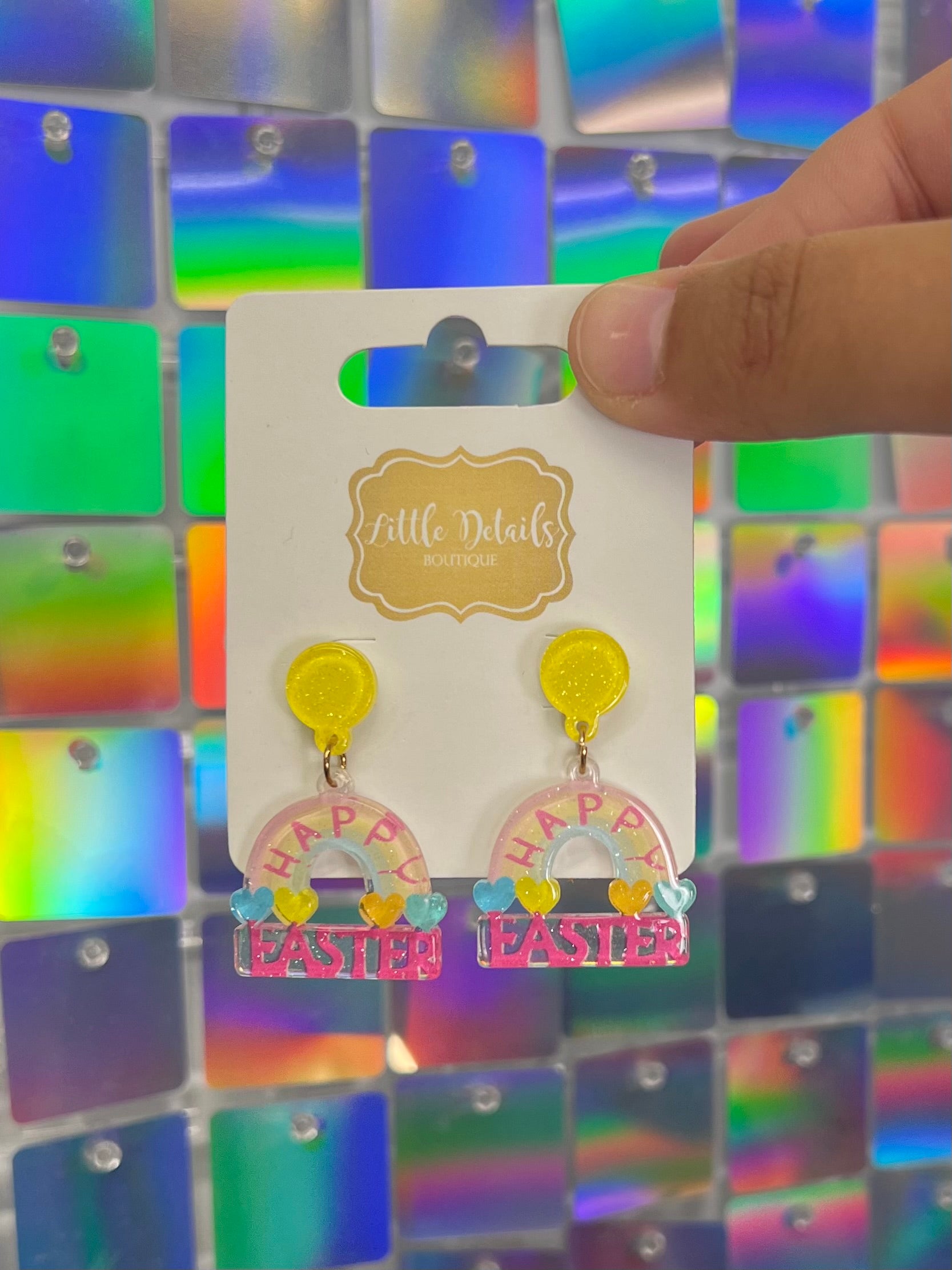 FINAL SALE Happy Easter Acrylic Dangle Earrings- Multi