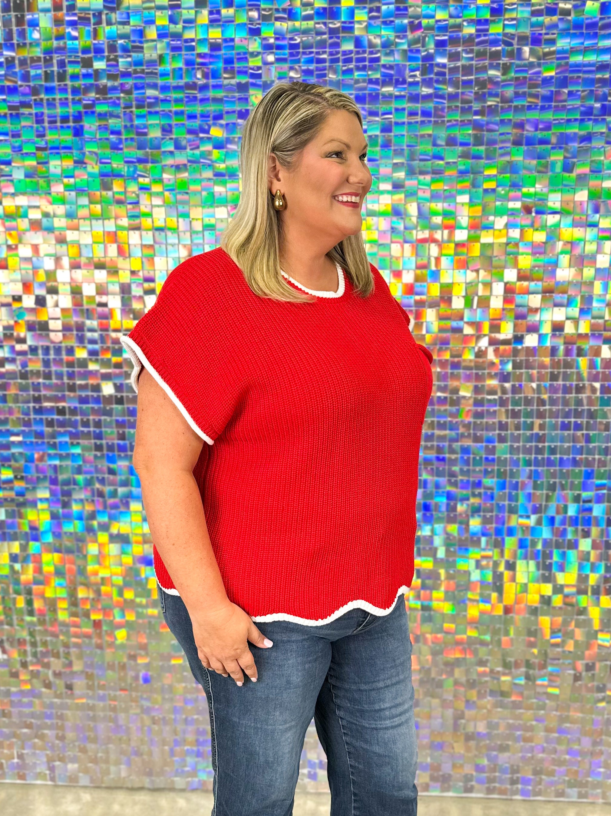 Vanessa Sweater Top - Red