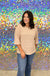 Andree By Unit Woven Wendy Top - Taupe, round neckline, 3/4 sleeves, cuffed sleeve, waffle knit, plus size