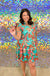 Umgee Garden Party Dress - Mint Mix, v-neck, satin, tiered, sleeveless, flutter sleeve, print, floral