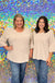 Andree By Unit Miranda Ribbed Top - Oatmeal, plus size, front pocket, ribbed, round neck, 3/4 sleeve