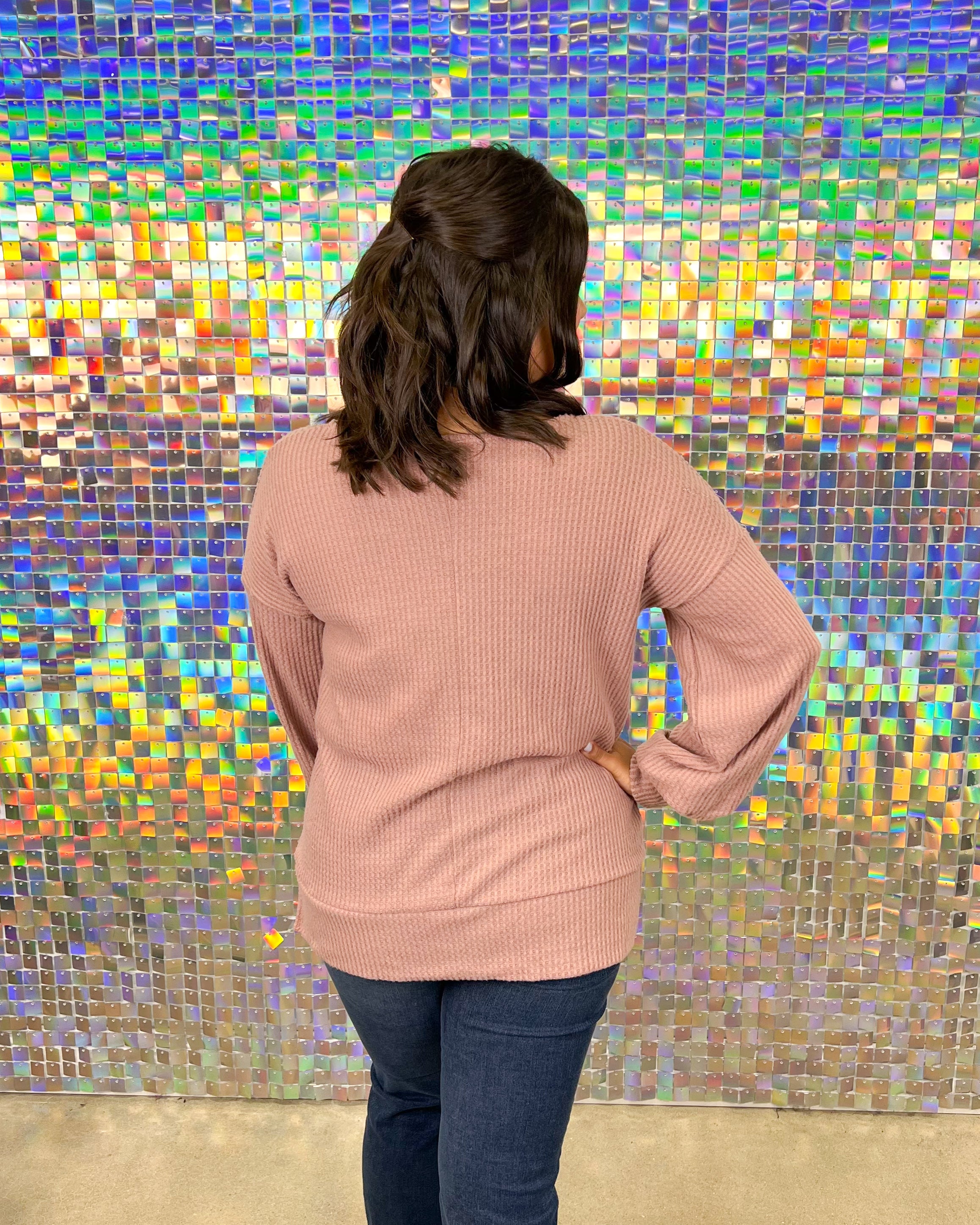 Camilla Waffle Top - Mauve