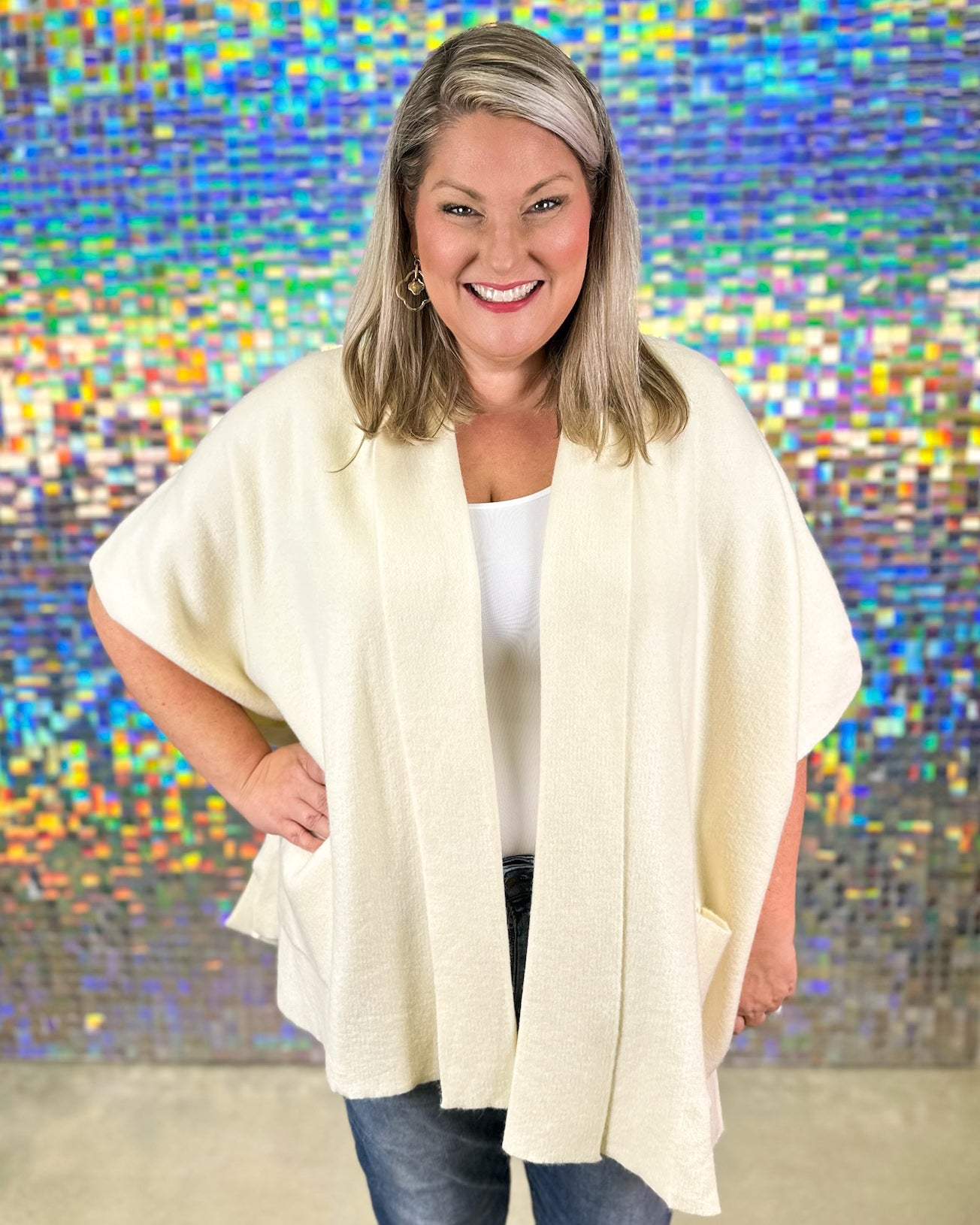 Doris Knit Shawl Cardigan - Cream