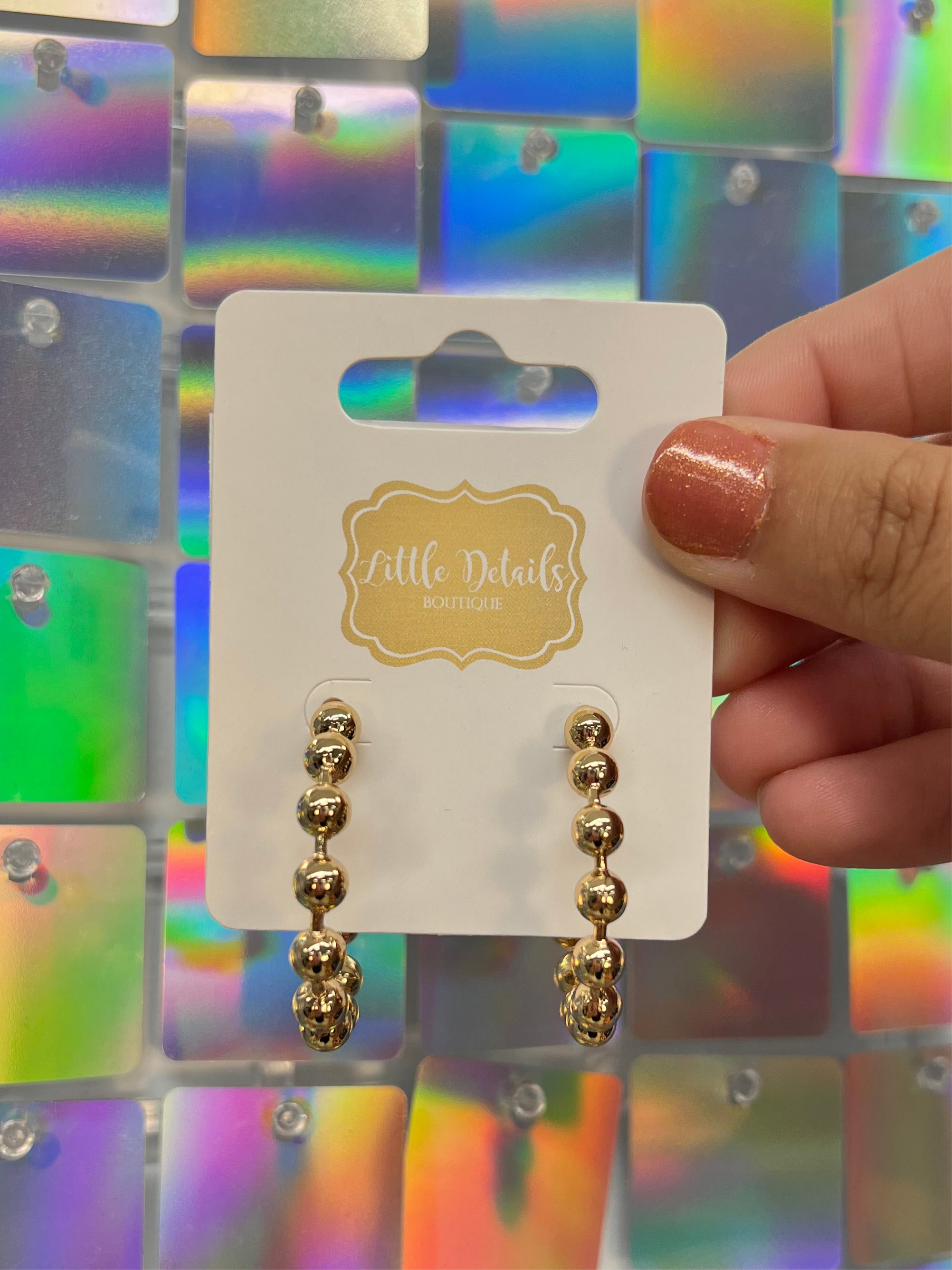 Medium Beaded Hoop - Gold