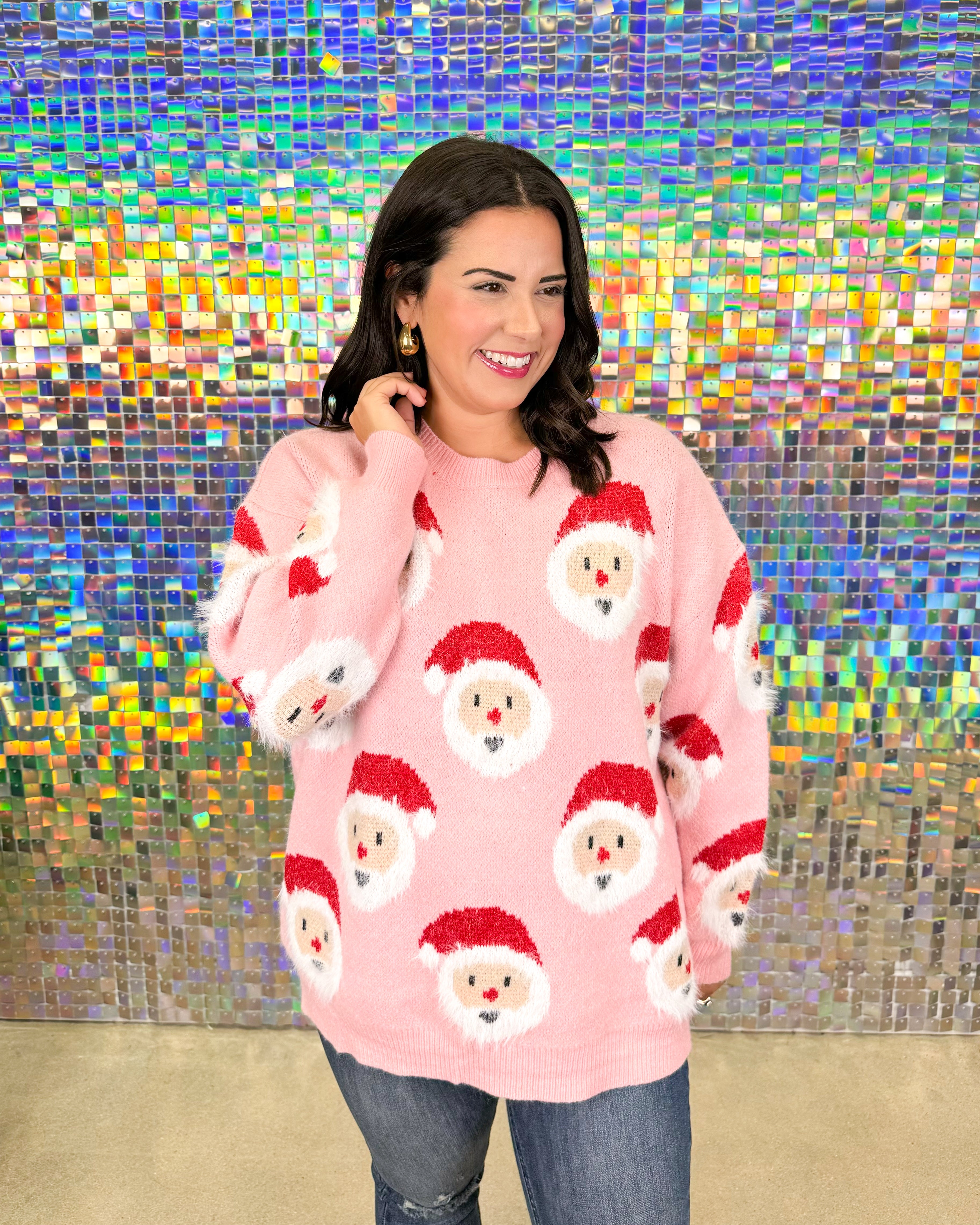 Jolly Santa Sweater - Pink