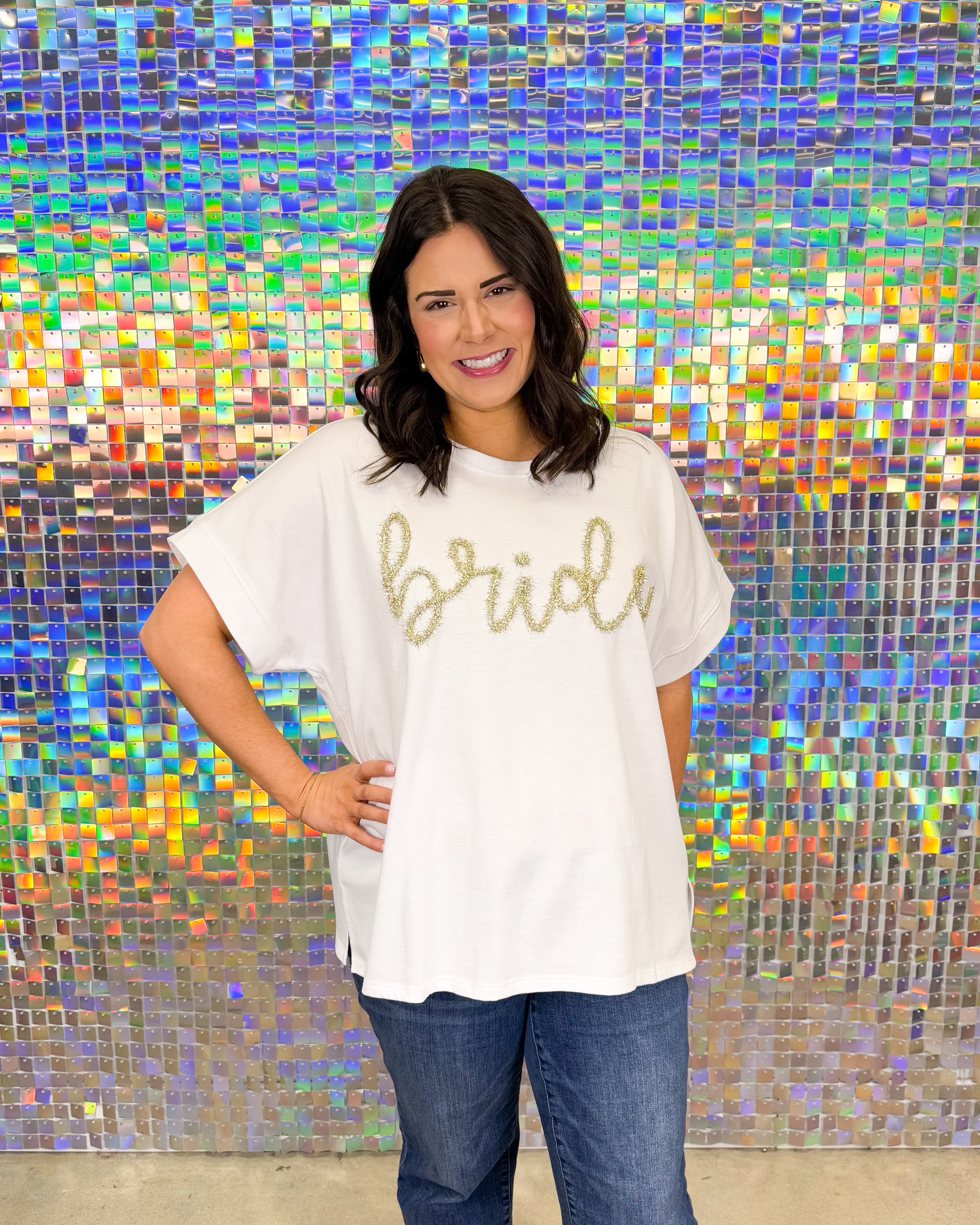 Bride Sparkle Top - White