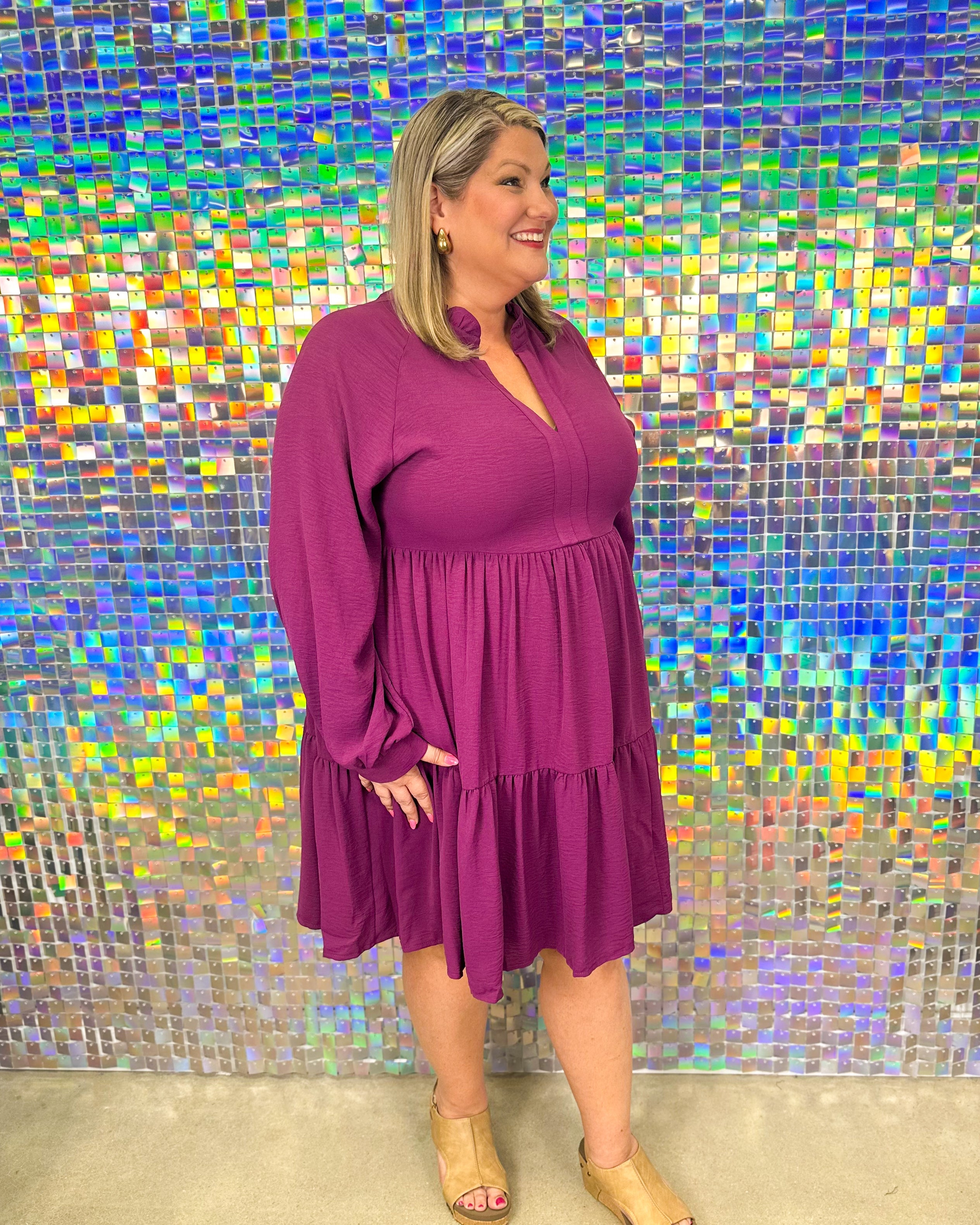 Amy Tiered Dress - Eggplant