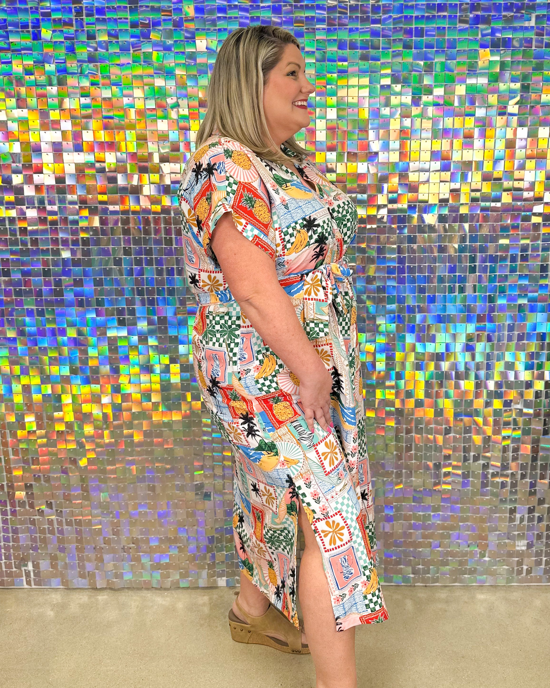 FINAL SALE Tropicana Dress - Off White Multi