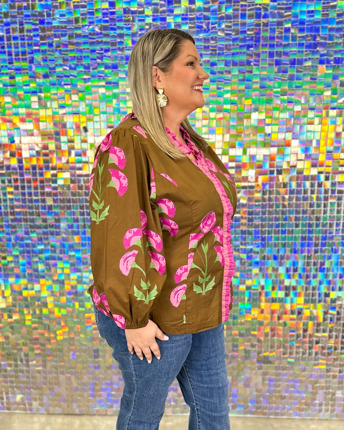 Wild Flower Top  - Brown