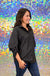 Andree by Unit Hard Working Lady Top- Black, long sleeve, button down, collared, two front chest pockets, tab rollable sleeve, curvy