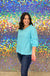 Andree By Unit No Limit Top - Blue Radiance, plus size, v-neck, 3/4 sleeve, ruffle