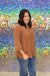 Andree By Unit Miranda Ribbed Top - Chestnut, plus size, front pocket, ribbed, round neck, 3/4 sleeve