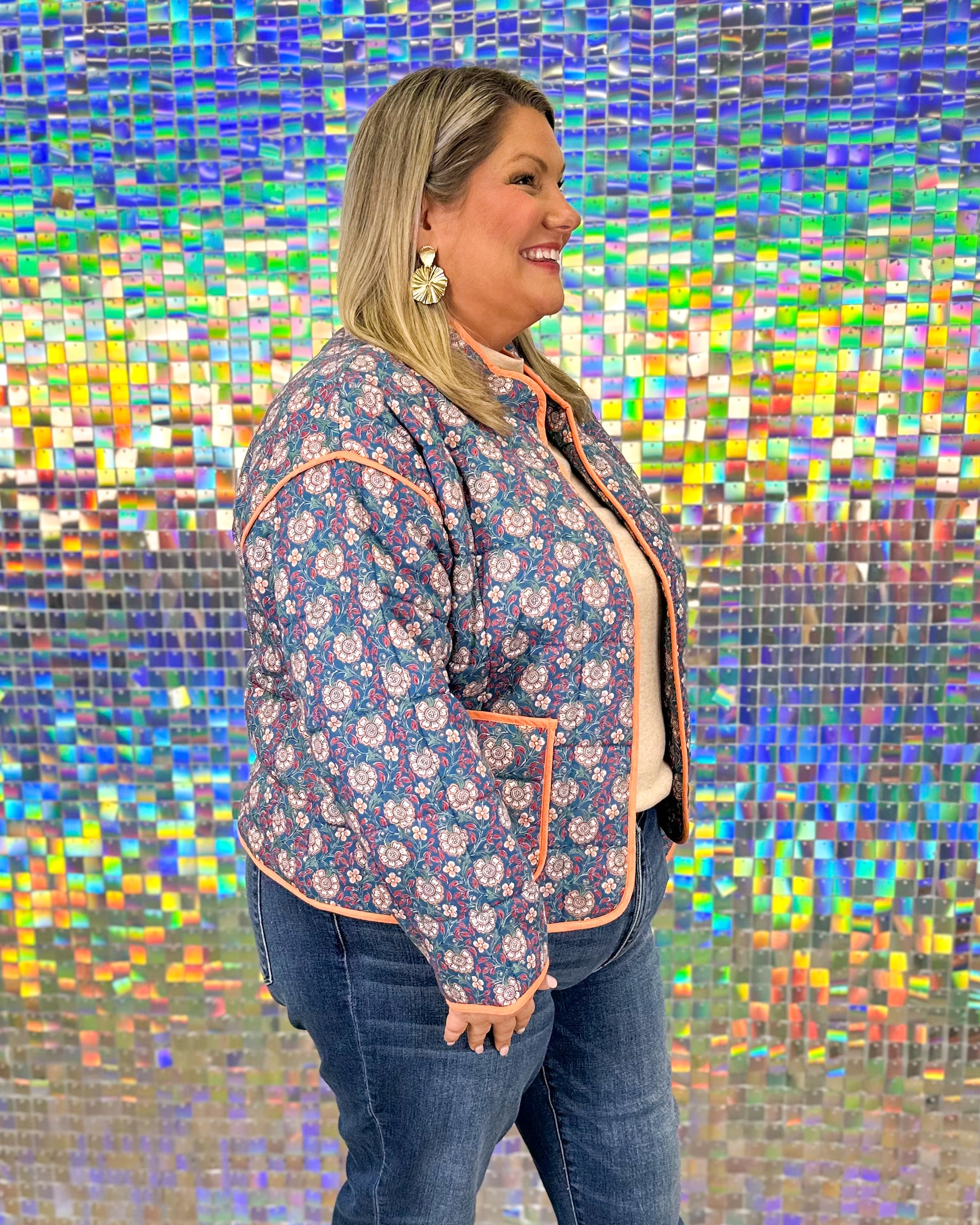 Cher Block Prink Jacket - Blue Multi