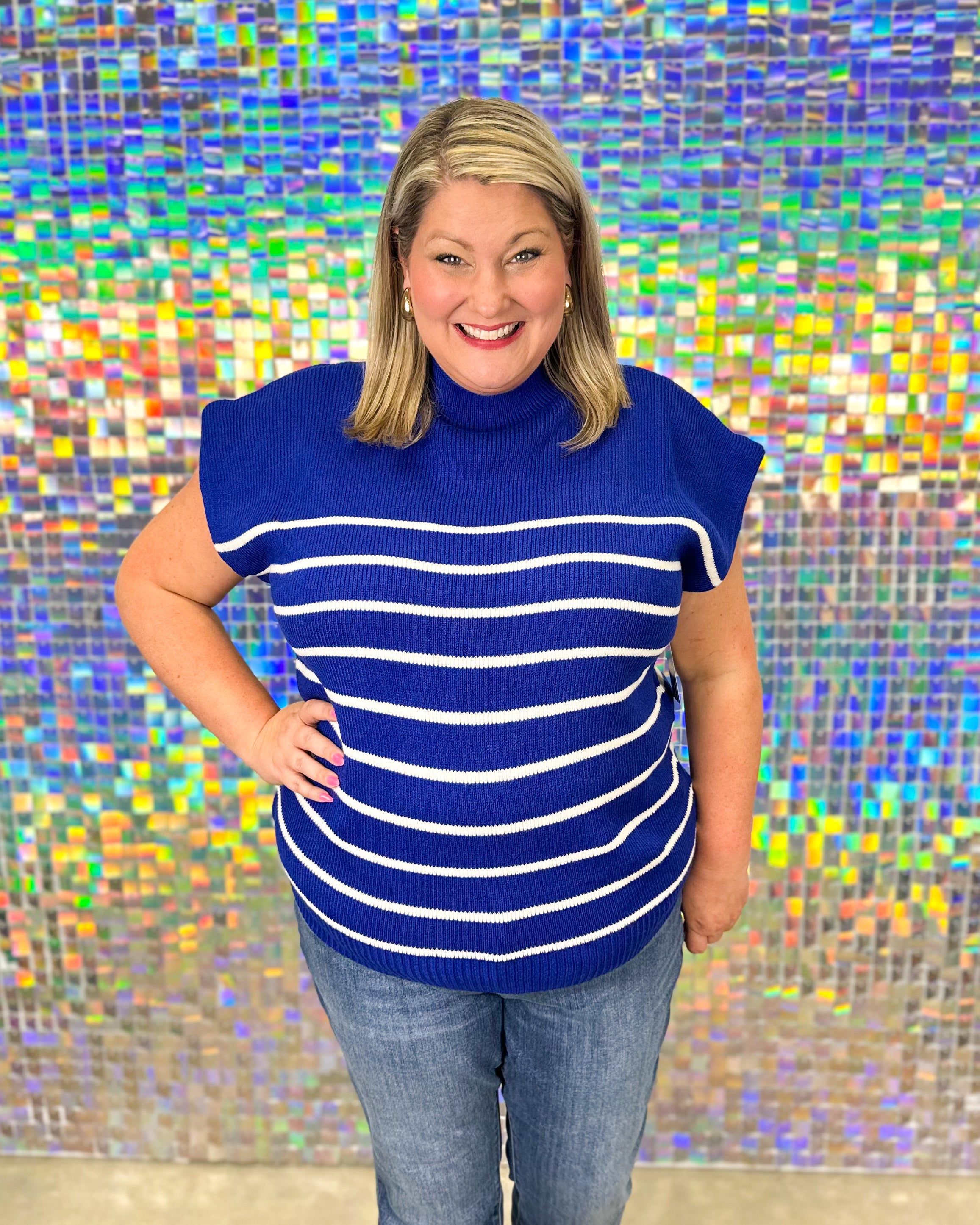 Avery Stripe Sweater - Royal Blue
