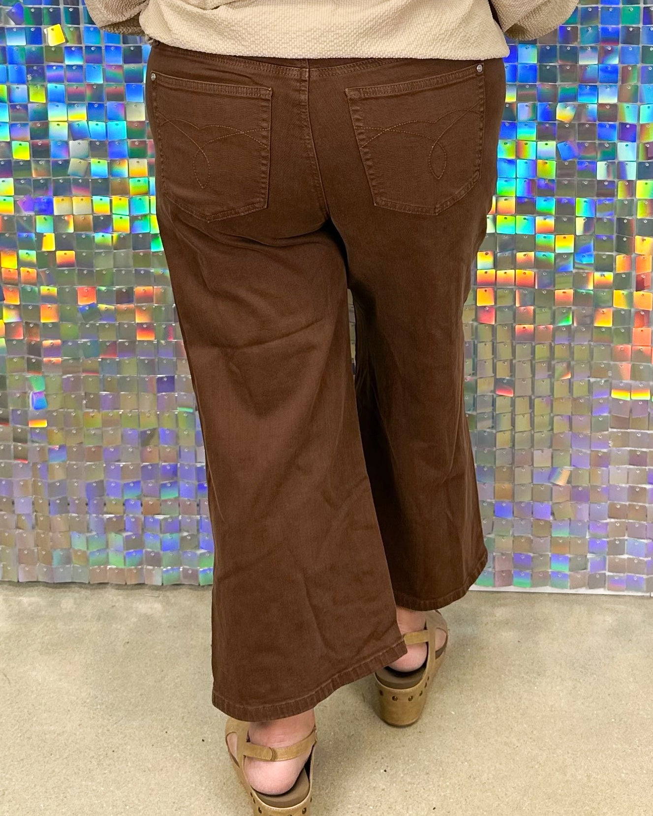 Judy Blue Autumn Mid Rise Wide Leg Crop - Maple