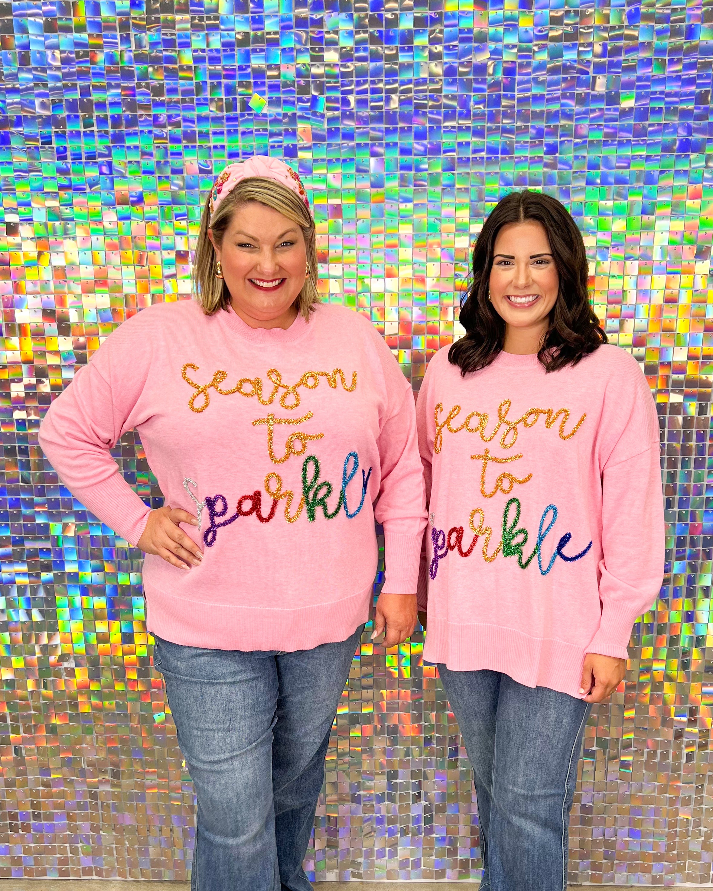 Holiday Sparkle Sweater - Pink