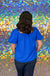 She & Sky Cadence Top - Diva Blue, square neck, plus size, puff sleeve, short sleeve