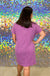 Entro Funday Dress - Purple, mini, ribbed, plus size, pocket, round neck, short sleeve, game day