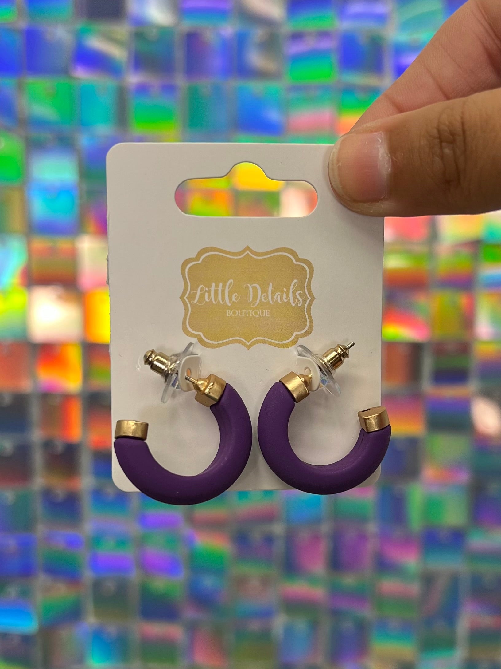 Amanda Earrings Purple & Gold - Small