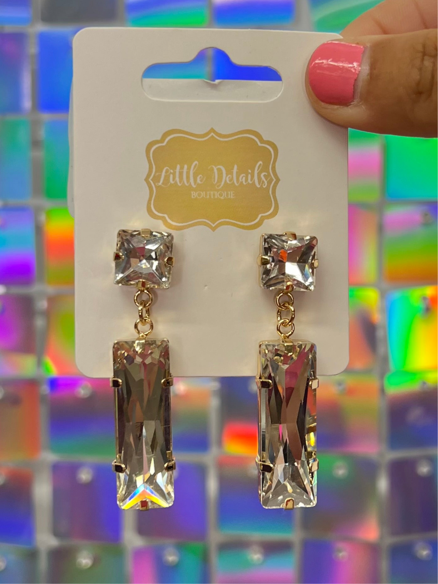 April Earrings - Clear/Gold