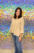 Easel Laurel Top - Khaki, v-neck, flowy, oversized, generous cut, 3/4 sleeve