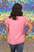 Entro Flutter Away Top - Pink, v-neck, pleated, flutter sleeves