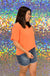 Andree By Unit Whistle Top - Neon Orange, tee, plus size, round neck, short sleeve, solid