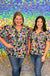 Entro One in a Million Top - Multi, Black, print, short sleeve, puff sleeve, v-neck, plus size, color