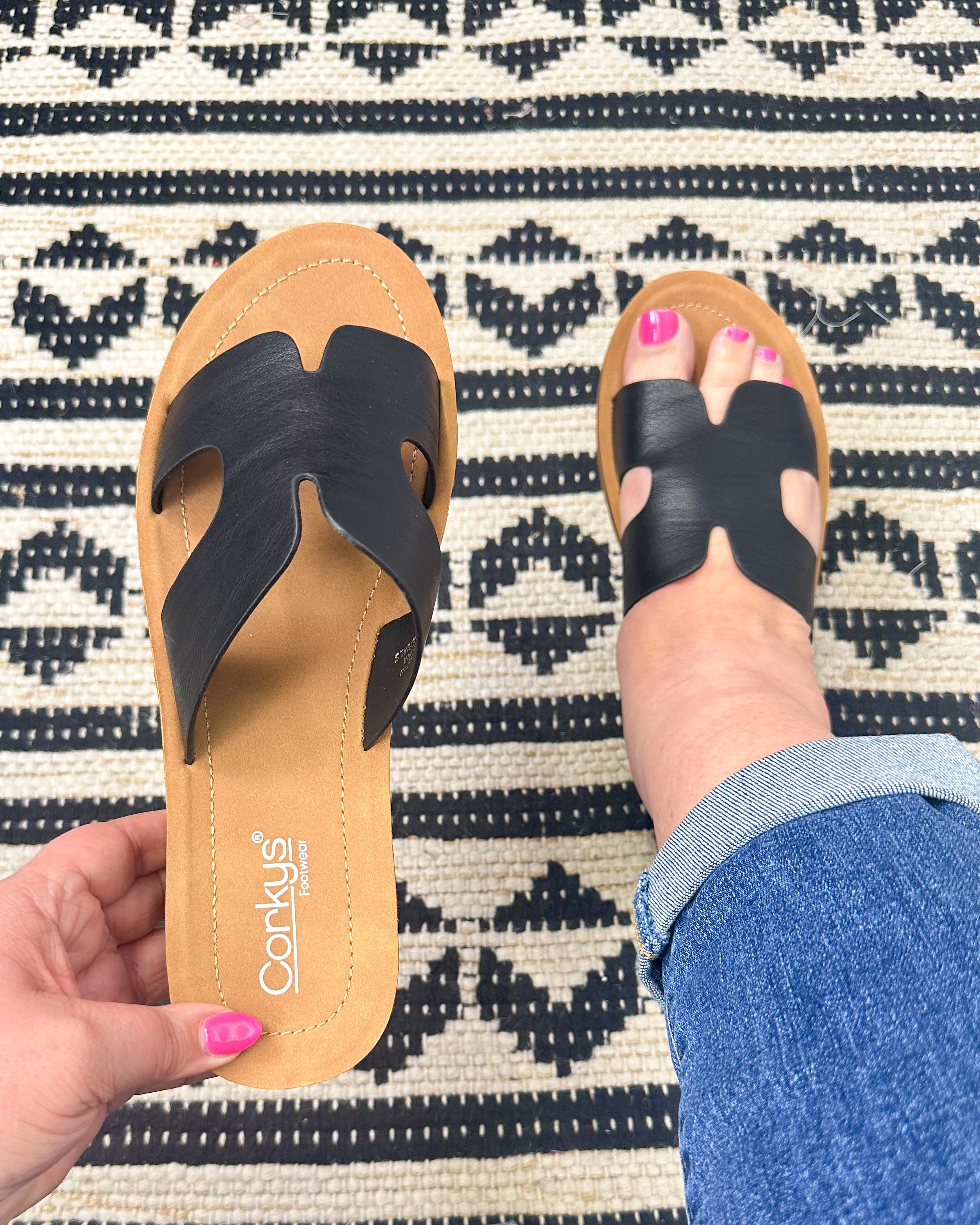 FINAL SALE Hold Please Sandal - Black Smooth