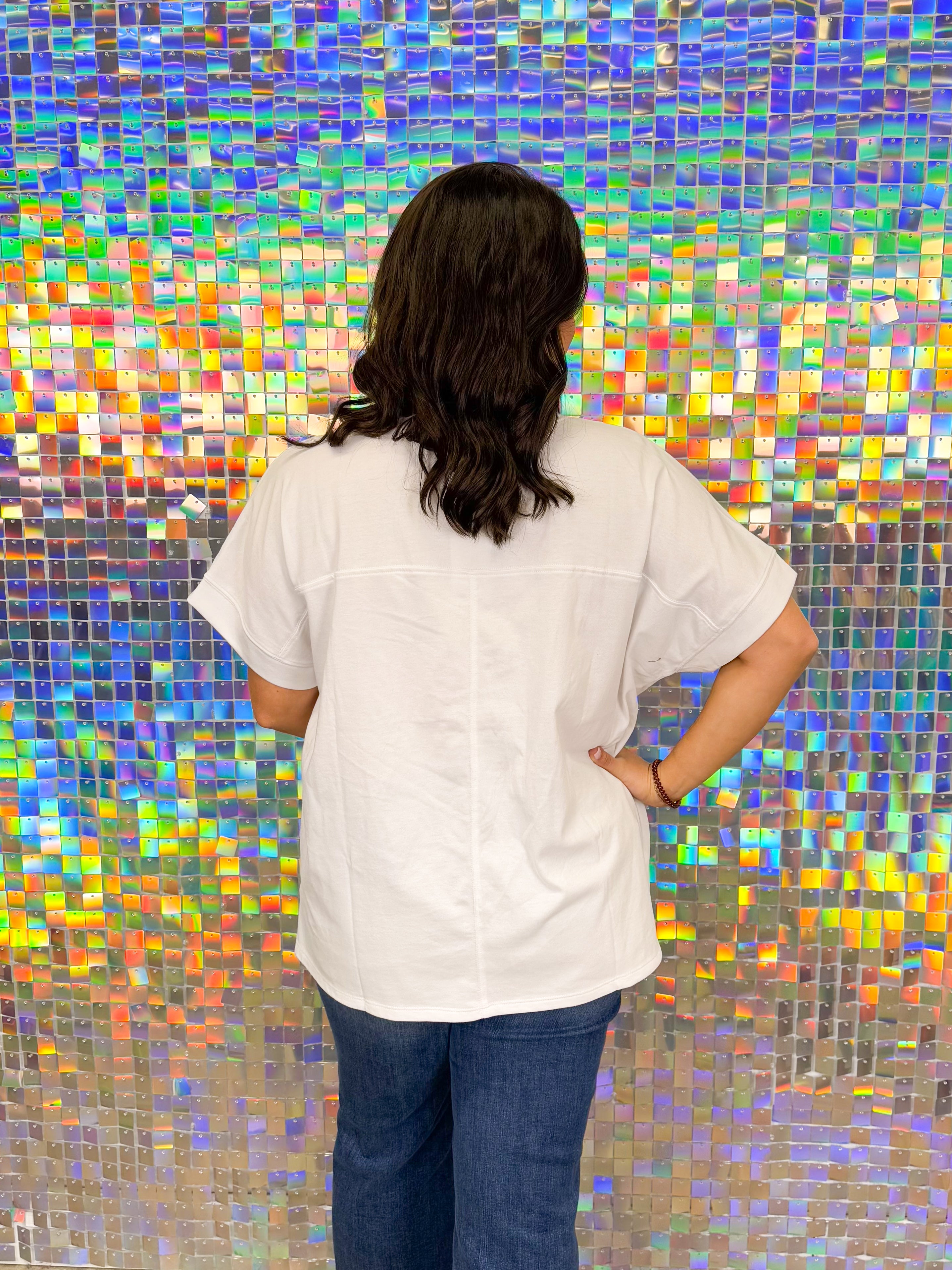 FINAL SALE 4th of July Sparkle Top - White