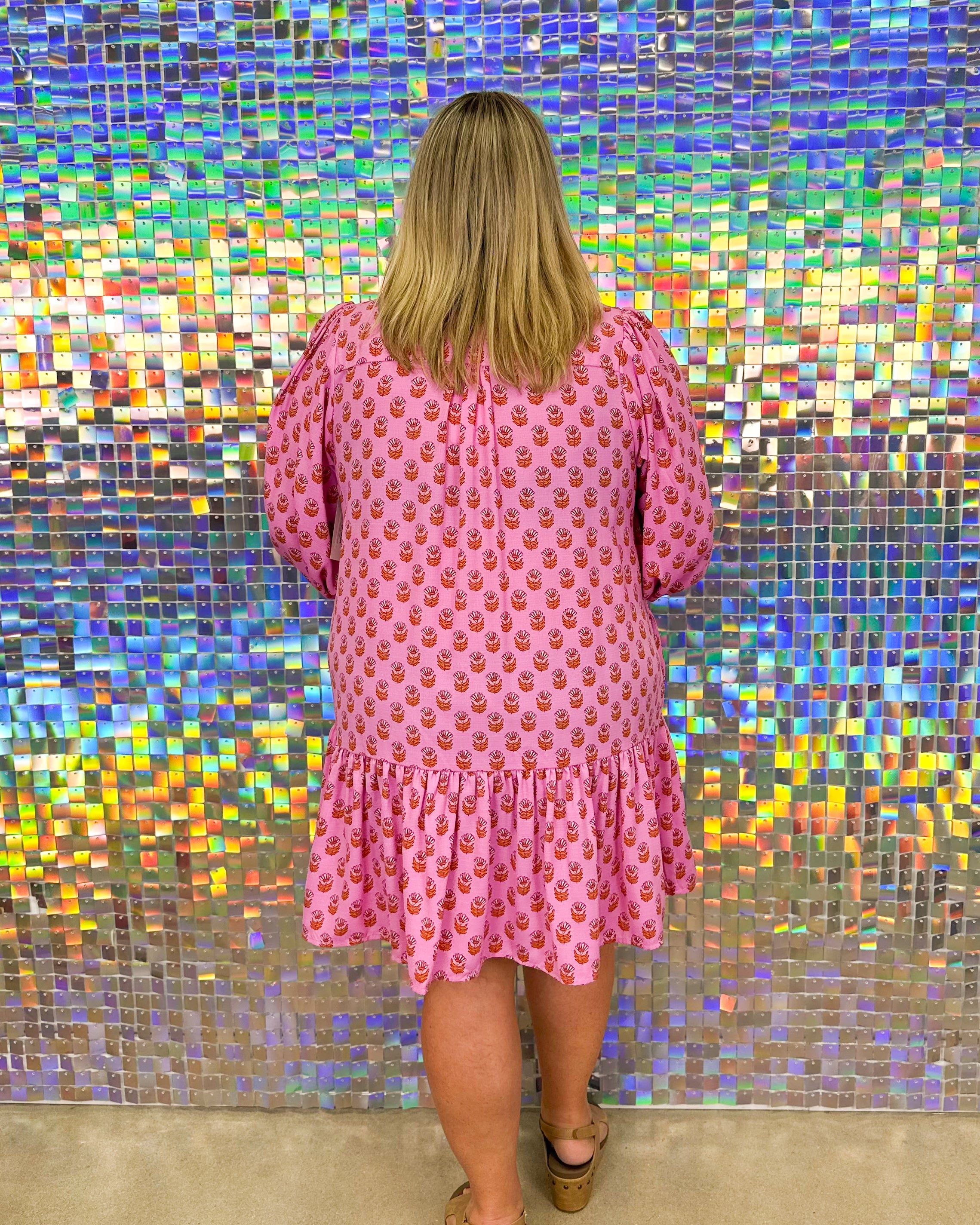 Natasha Floral Foulard Dress - Pink