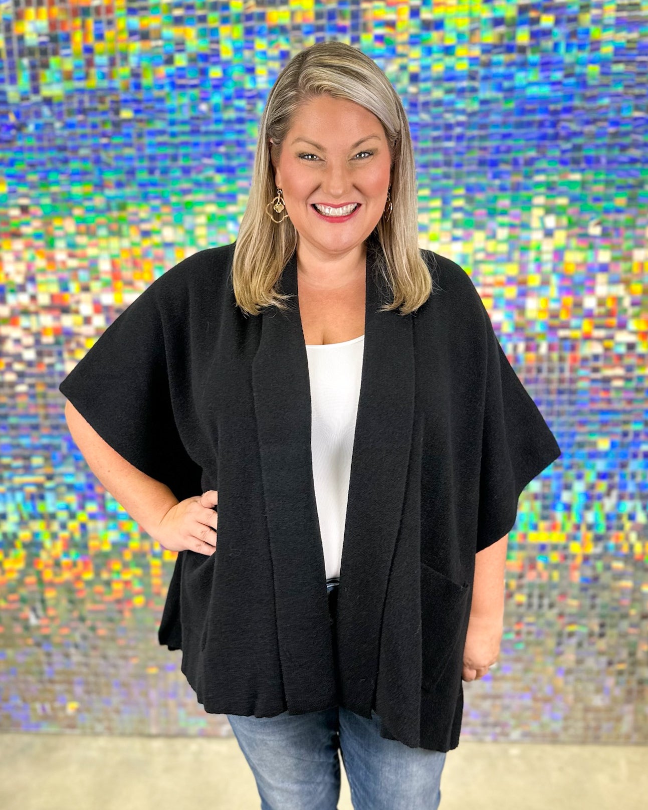 Doris Knit Shawl Cardigan - Black