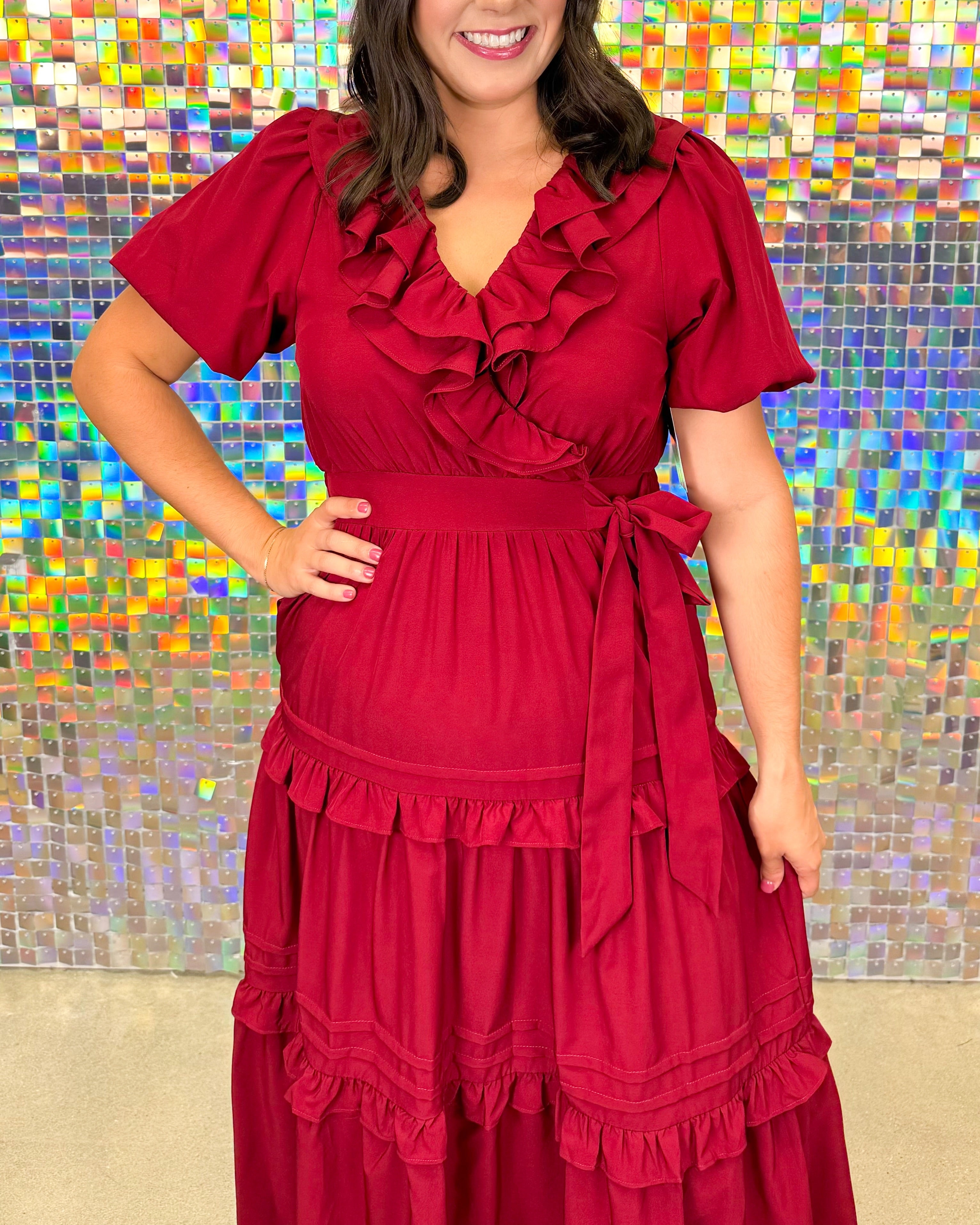 Frilly Fiona Dress - Scarlet