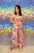 Entro Aloha Cropped Jumpsuit - Orange, spaghetti strap, sleeveless, sweetheart neckline, floral, midi, wide leg