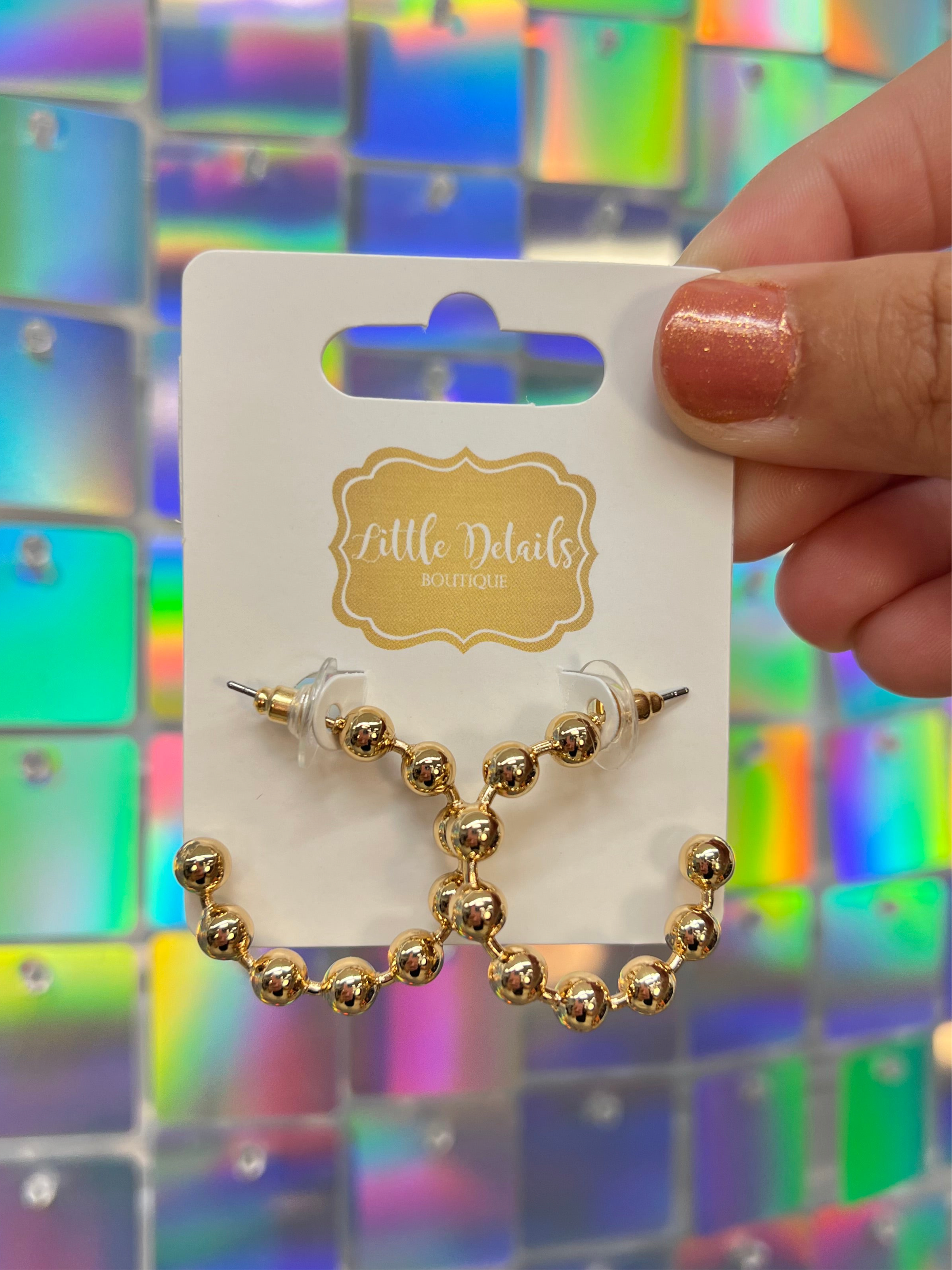 Small Beaded Hoop - Gold