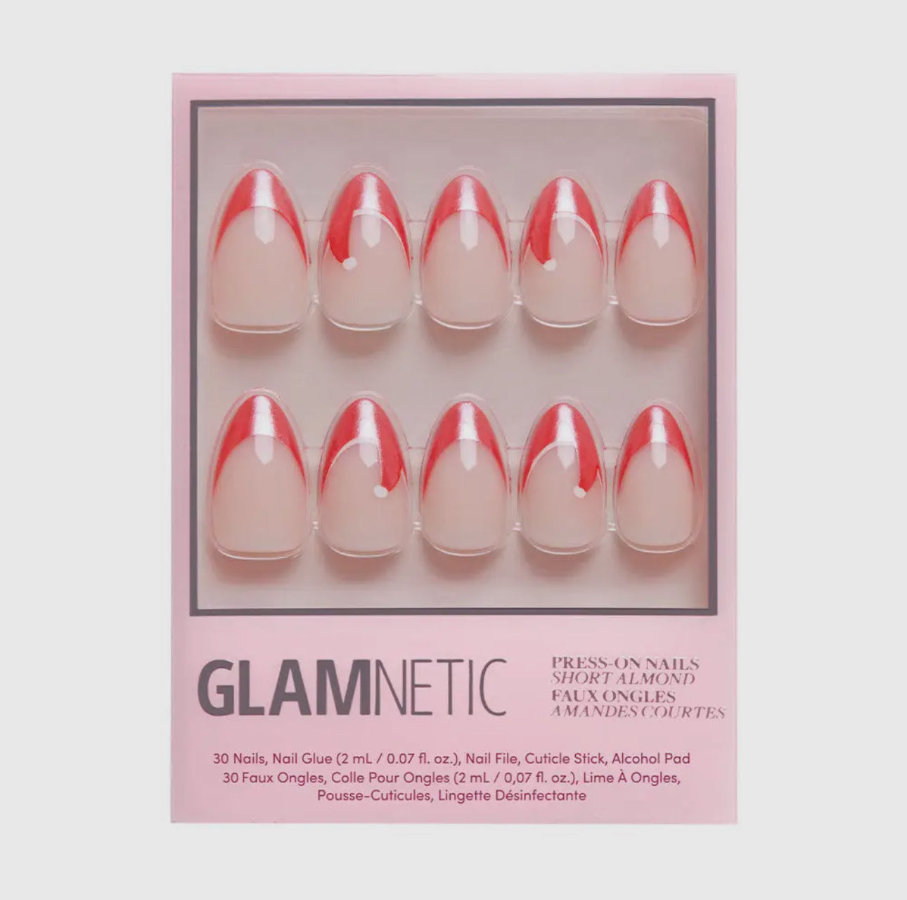 Glamnetic Mrs Claus Press-On Nails | Holiday Solid | Short Almond