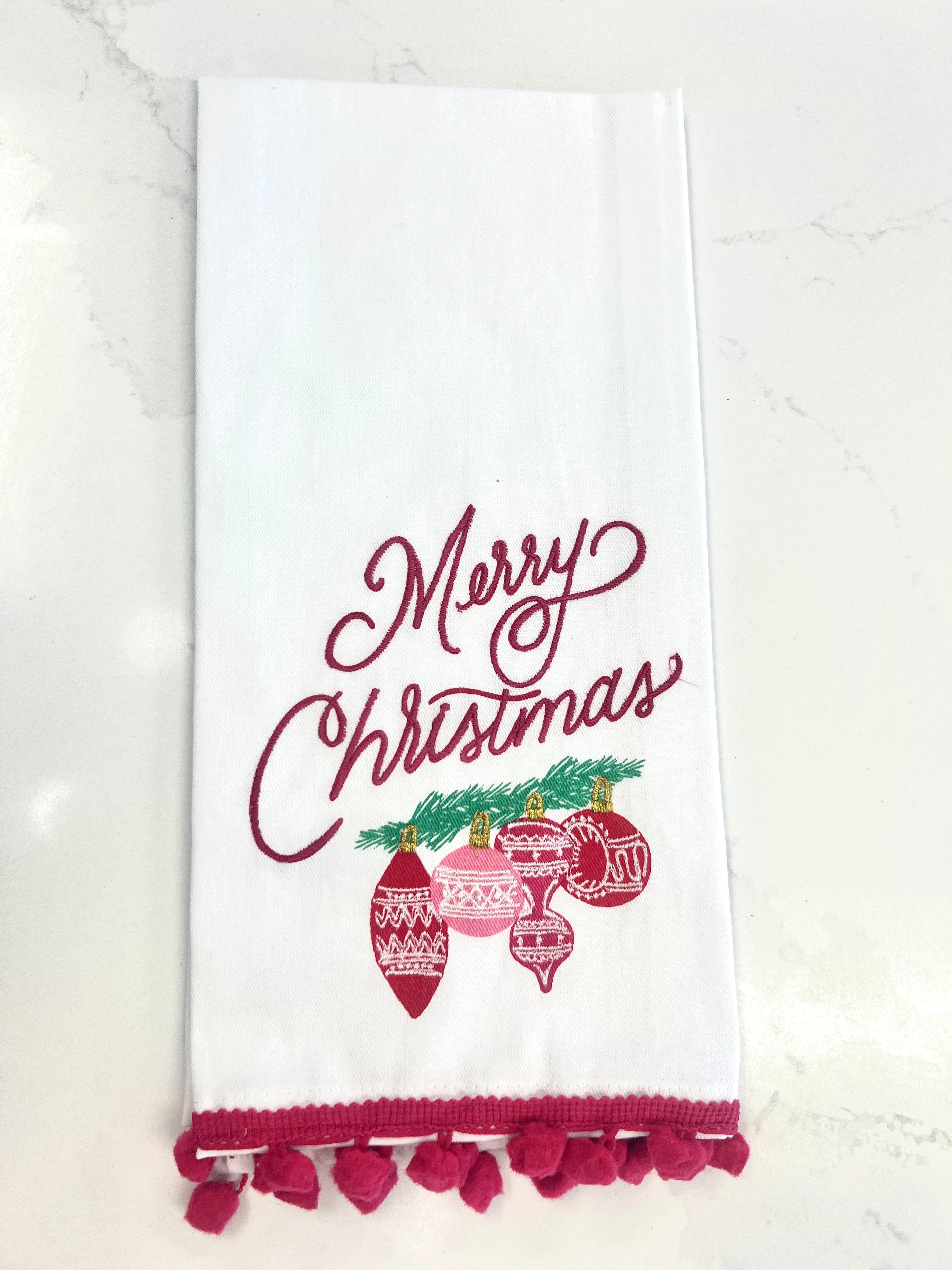 Mary Square Tea Towel - Merry Christmas