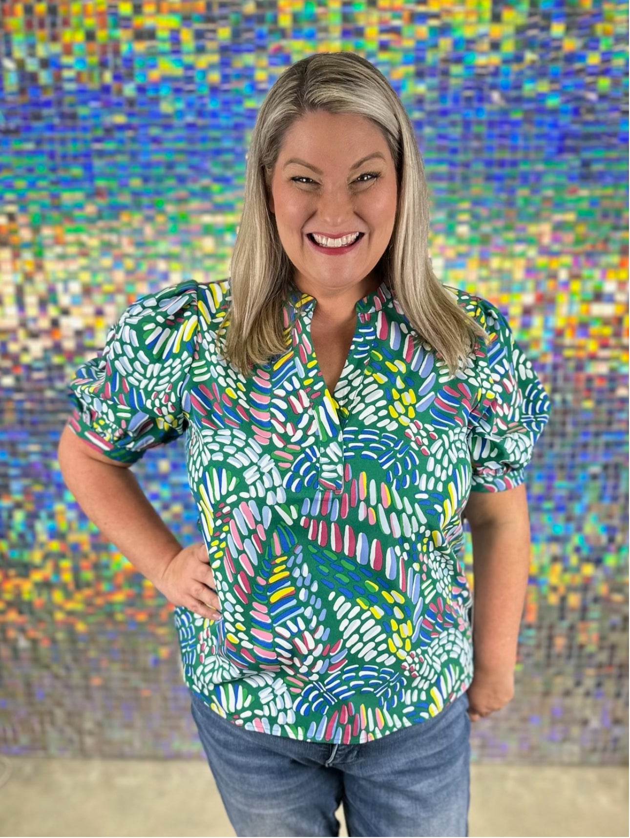 Louise Top - Mosaic Meadow Multi