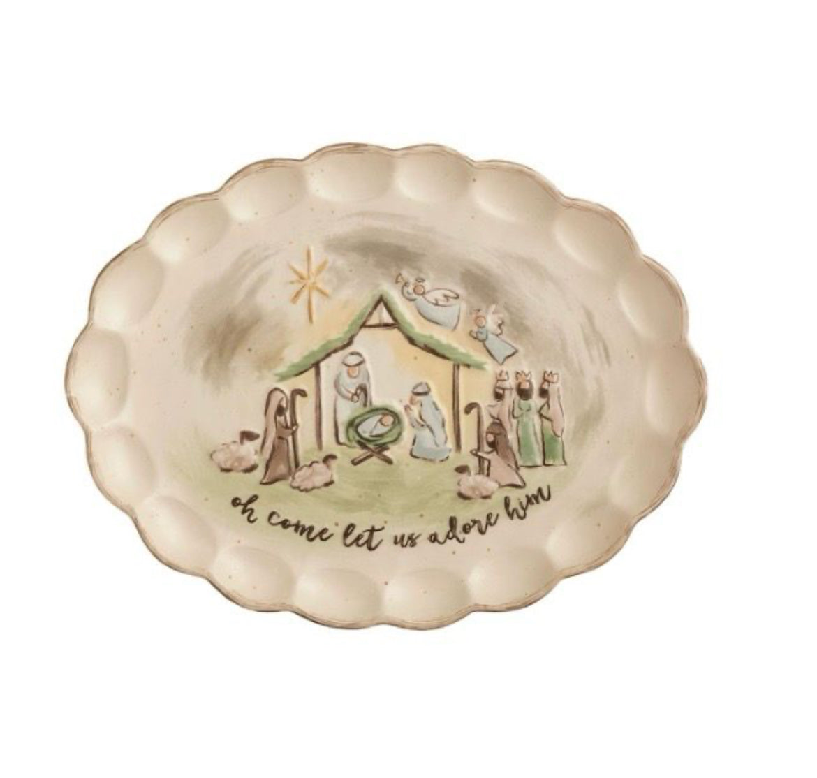 Scalloped Nativity Platter
