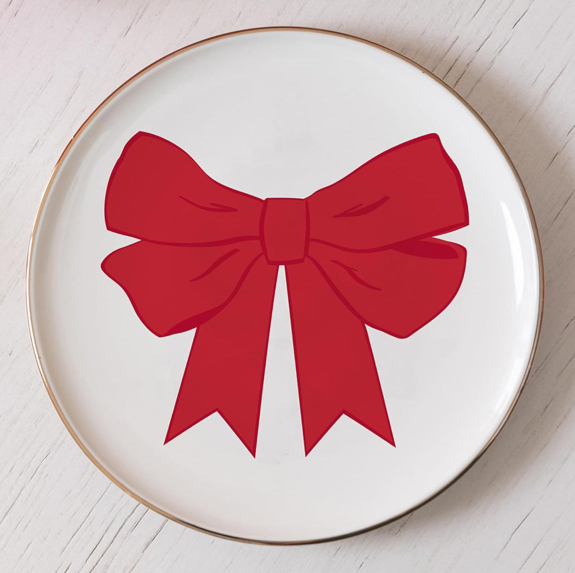 Mary Square Appetizer Plate - Red Bow