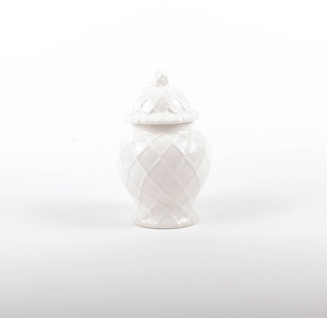 Small Textured Ginger Jar - White